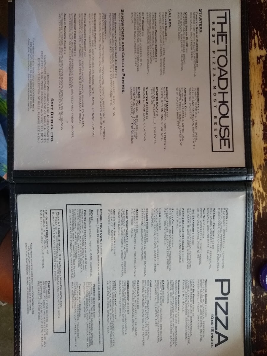 Menu - The Toad House photo 5