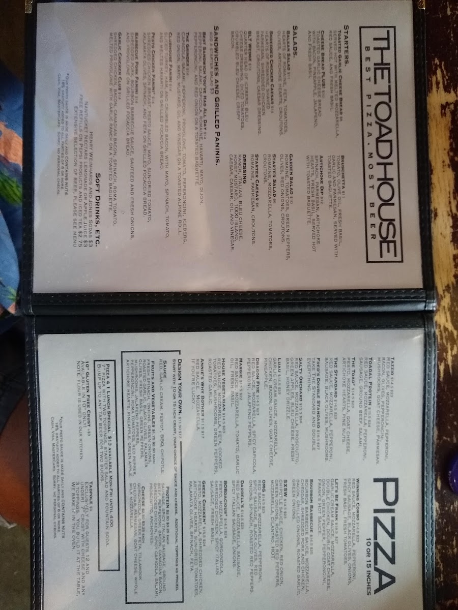 Menu - The Toad House photo 6